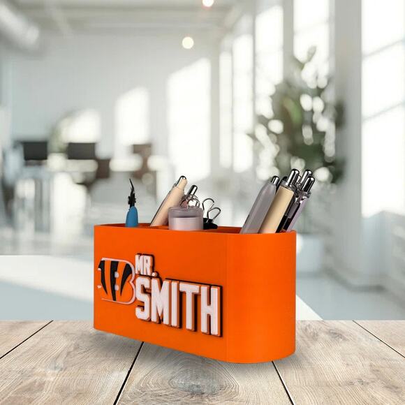 Personalized Cincinnati Bengals Desk Organizer, Bengals Gift, Desk Accessories - Picture 3 of 10